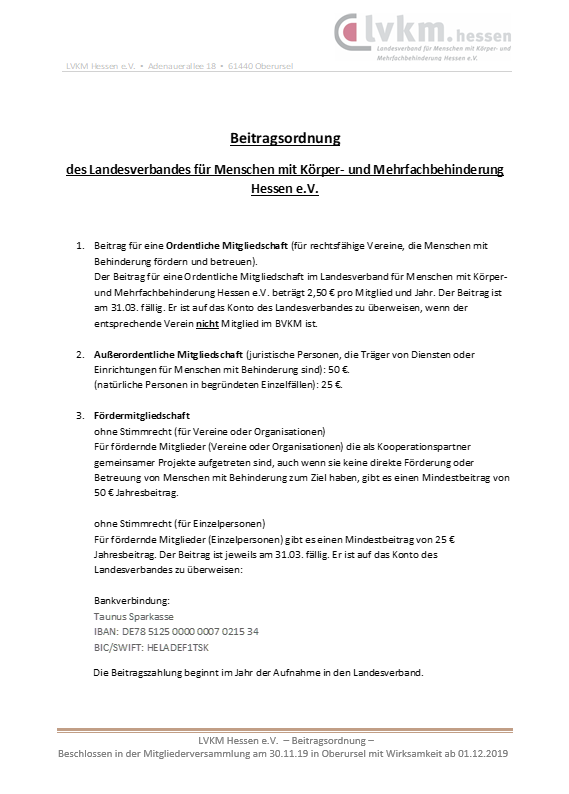 Beitragsordnung lvkm-hessen